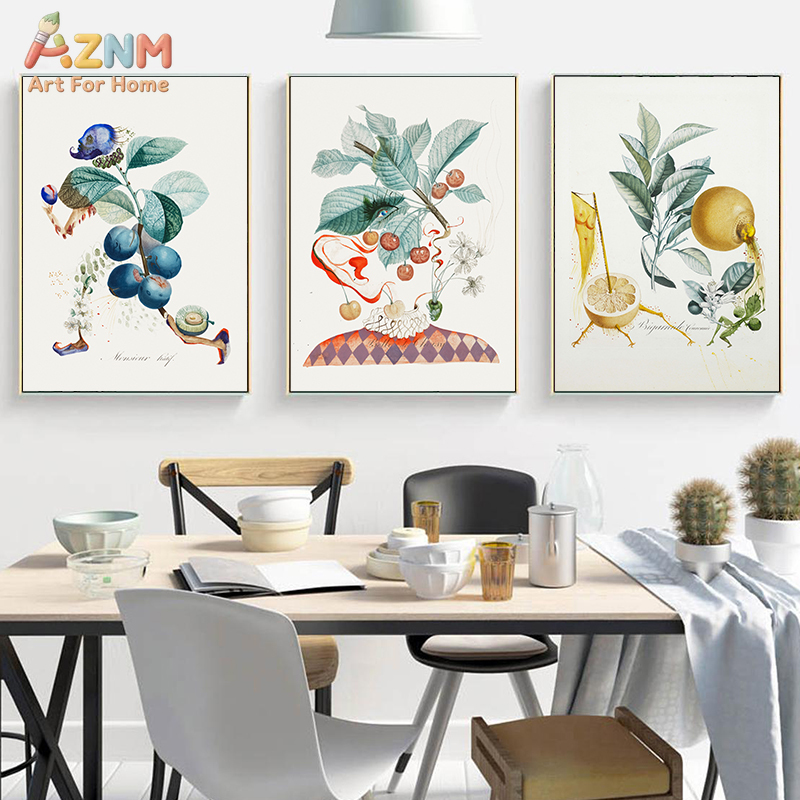 Vintage Things Collection - AZNM 초현실적인 식물 과일 그림 캔버스
