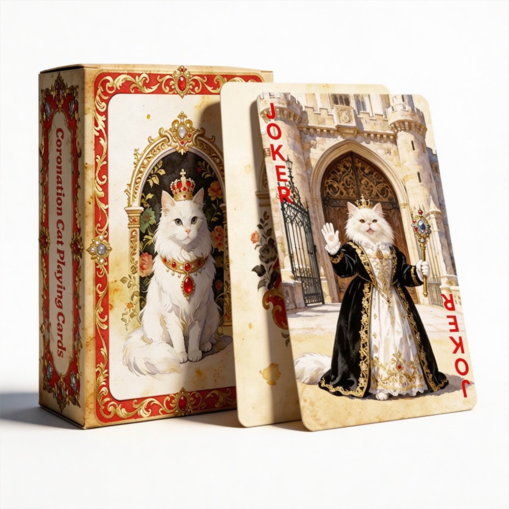 Vintage Collectible Playing Cards - 54장으로 구성된 빈티지 스타일의 귀여운 고양이
