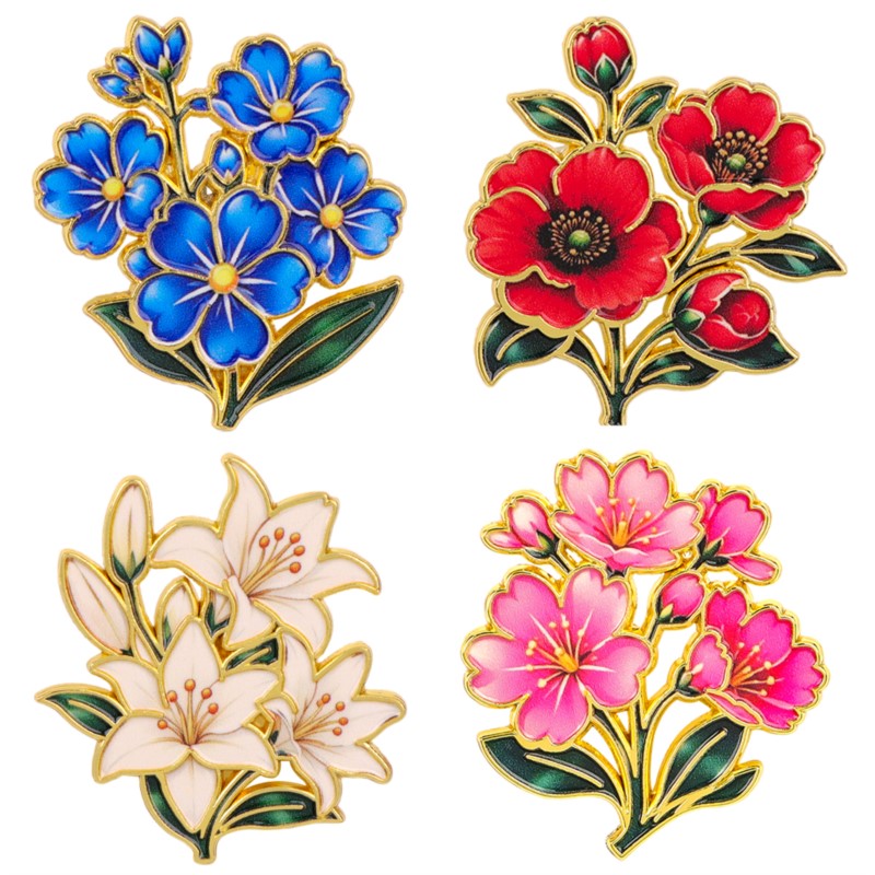 Vintage Items - 귀여운 빈티지 다채로운 꽃무늬 에나멜 핀