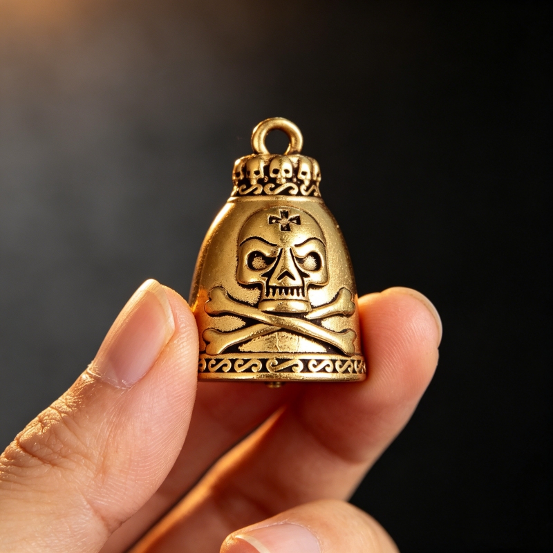 Vintage Collectible Bells - 황동 해골 벨 장식품 3.3cm 빈티지