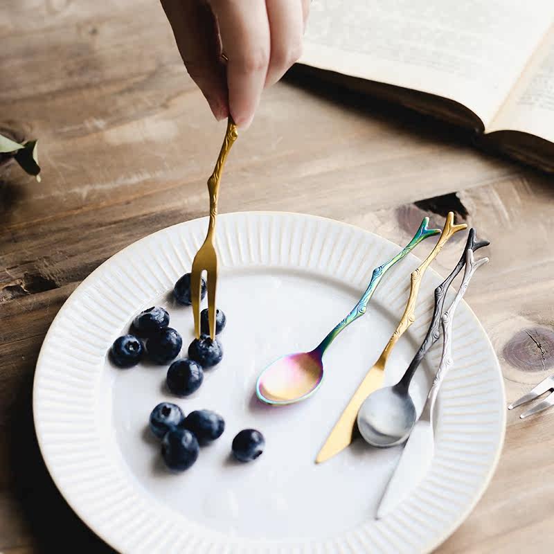 일본풍 빈티지 나뭇가지 모양 스테인리스 과일 포크 스푼 - Vintage Collectible Spoons 리뷰 및 가격