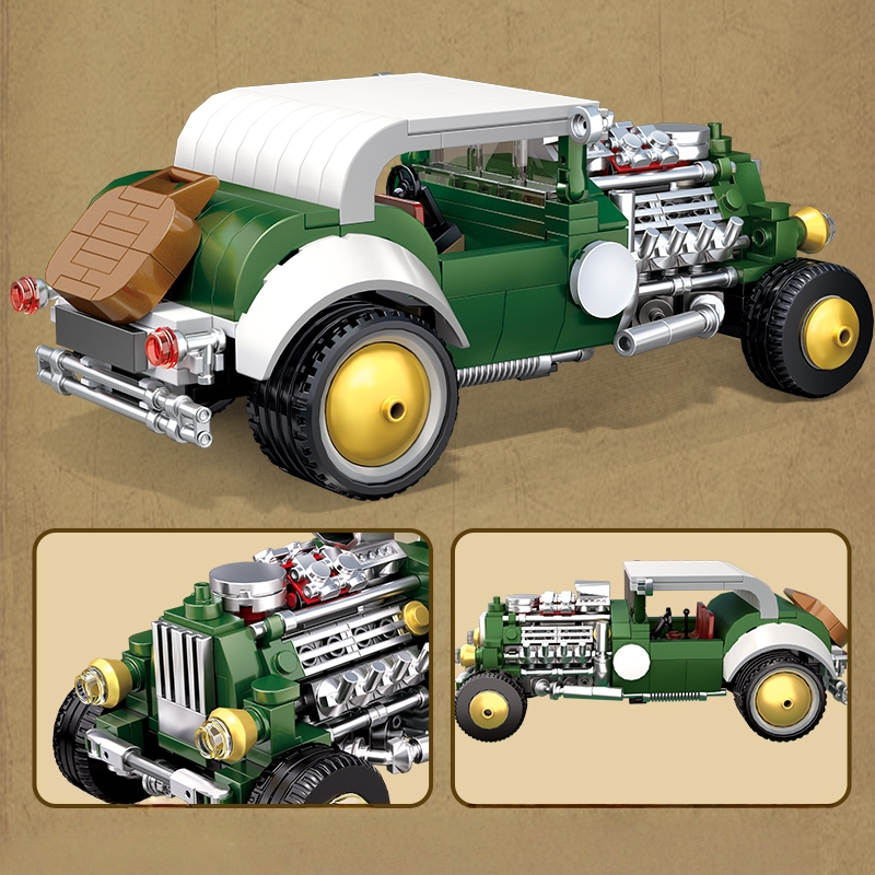 레트로 빈티지 자동차 블록 세트, 차량 블록 모델 장식 - Vintage Collectible Model Cars 리뷰 및 가격