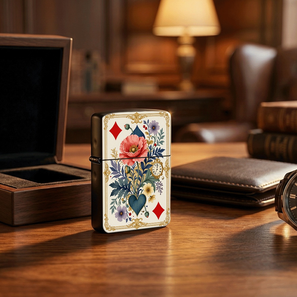 빈티지 타로 카드 스타일 플립탑 라이터, 화려한 꽃무늬 - Vintage Collectible Playing Cards 리뷰 및 가격