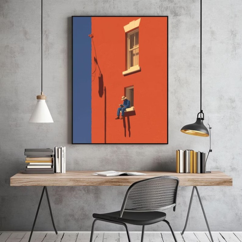 빈티지 미니멀리스트 추상 따뜻한 햇살 그림 독서하는 사 - Vintage Things Collection 리뷰 및 가격