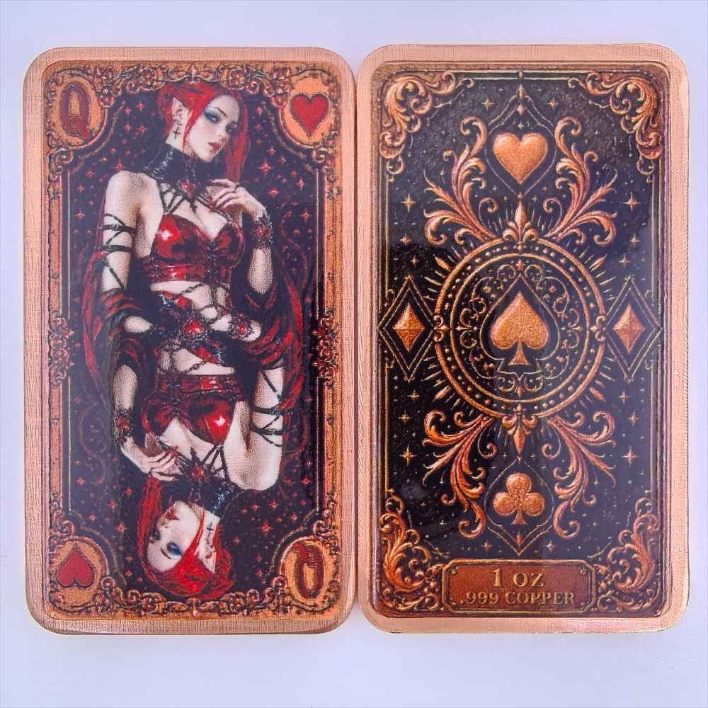 1온스 .999 순동 바 포커 카드 퀸 하트 레드 헤어 - Vintage Collectible Playing Cards 리뷰 및 가격