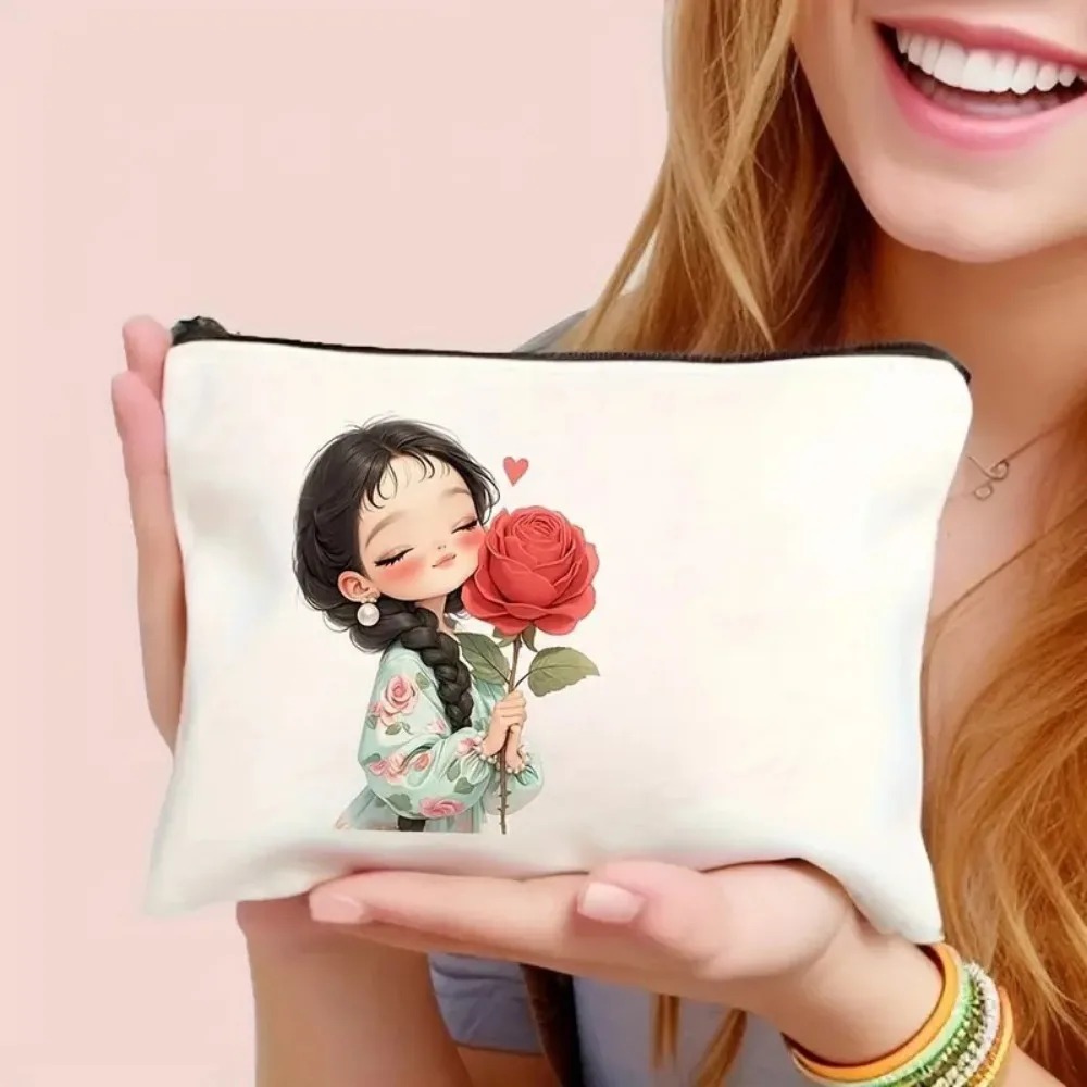 빈티지 시크 메이크업 가방 지퍼 클로저 대용량 소녀 화 - Vintage Items 리뷰 및 가격