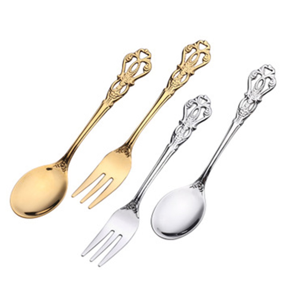 1쌍 빈티지 골드 스푼 포크 수저 세트 스테인리스 스틸 - Vintage Collectible Spoons 리뷰 및 가격