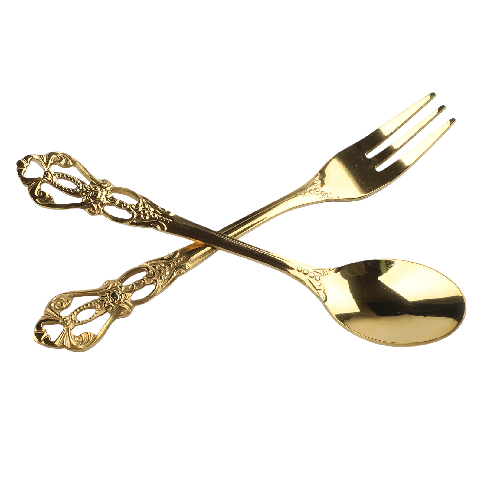 1쌍 빈티지 골드 스푼 포크 수저 세트 스테인리스 스틸 - Vintage Collectible Spoons 리뷰 및 가격