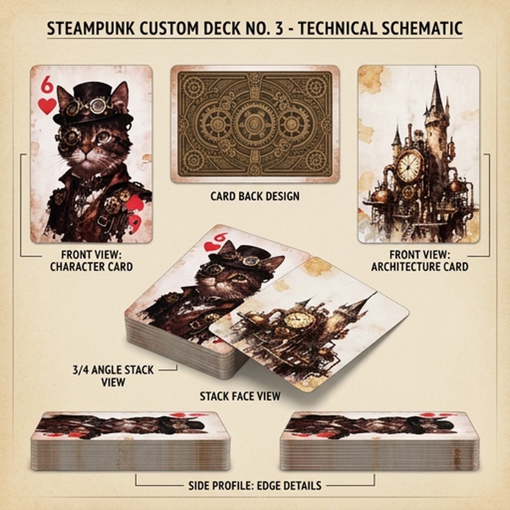 스팀펑크 스타일의 빈티지 55장 포커 카드 세트, 두꺼 - Vintage Collectible Playing Cards 리뷰 및 가격