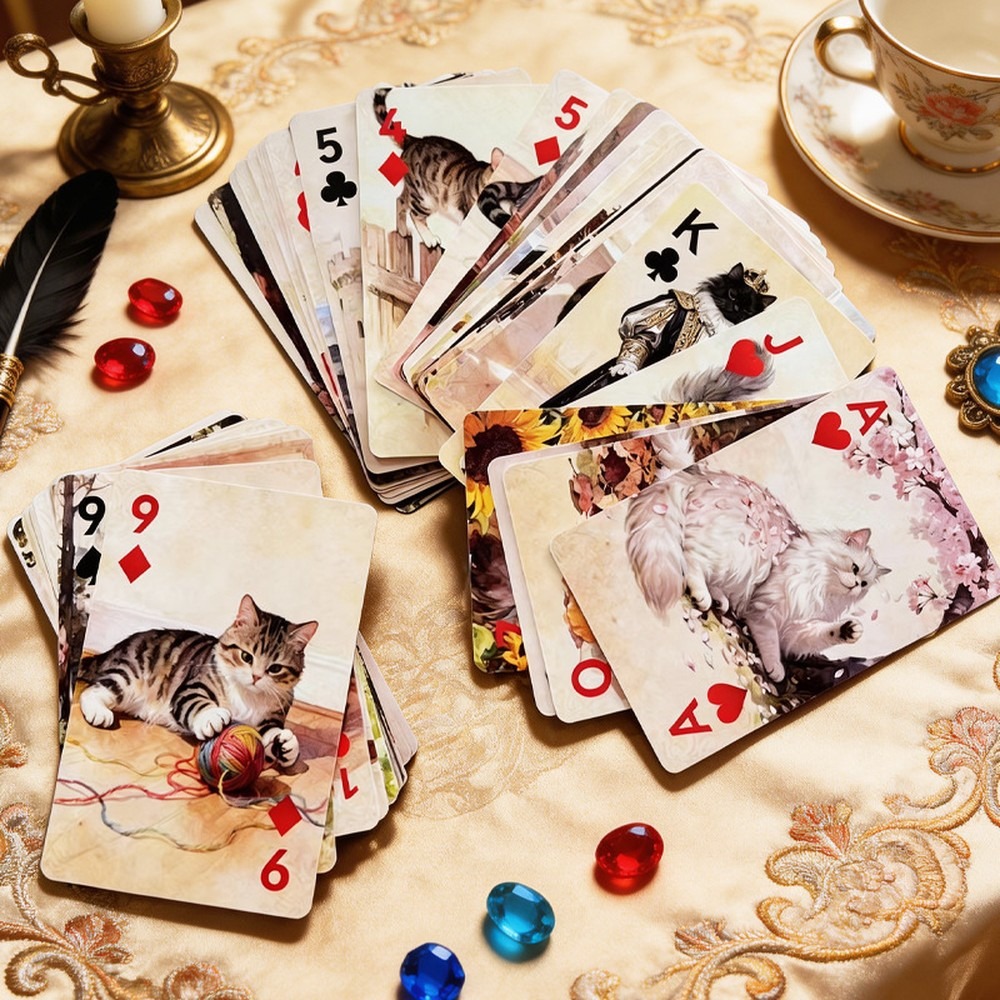 54장으로 구성된 빈티지 스타일의 귀여운 고양이 그림이 - Vintage Collectible Playing Cards 리뷰 및 가격