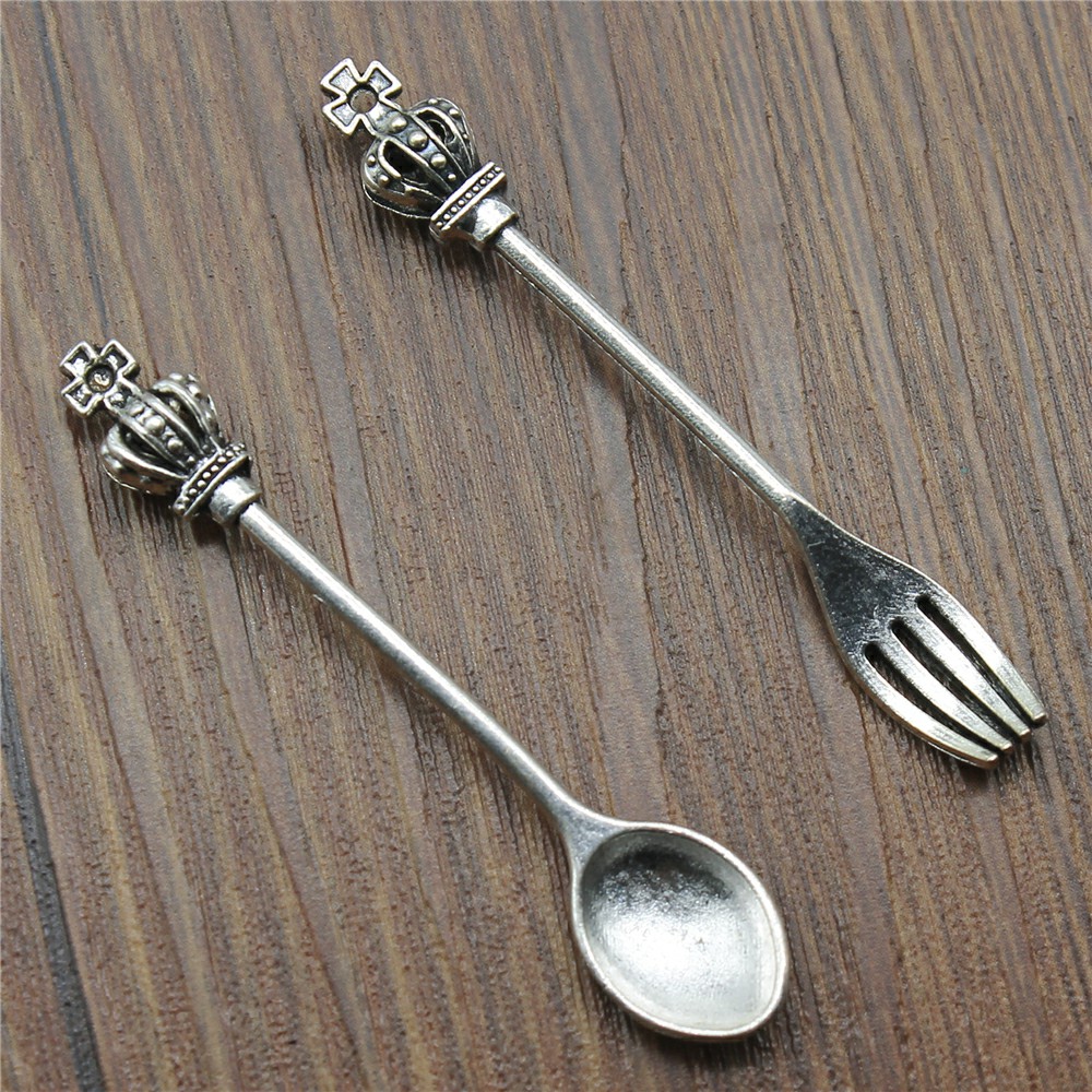 10pcs 골동품 실버 컬러 크라운 스푼 매력 펜 던  - Vintage Collectible Spoons 리뷰 및 가격