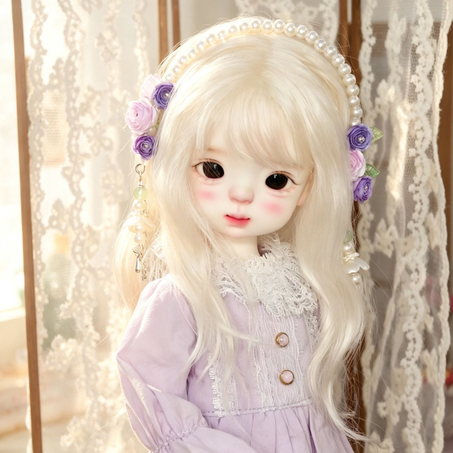 수제 진주 꽃 인형 헤어밴드, 긴 태슬 체인 헤어 리스 - Vintage Collectible And Vintage Dolls 리뷰 및 가격