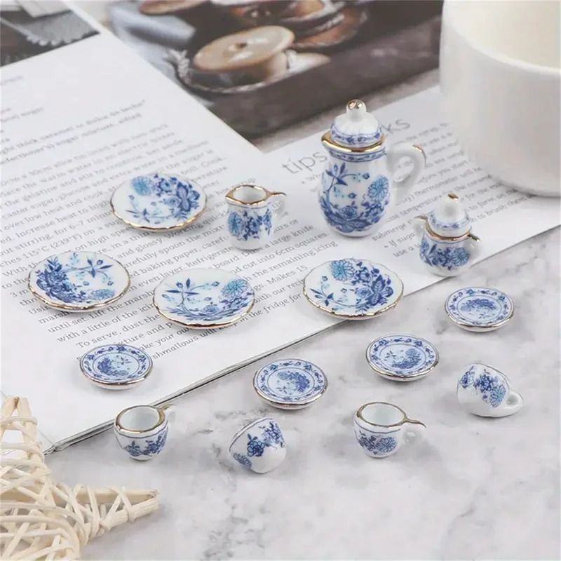 15 개/대 빈티지 소형 흰색 도자기 차 세트 냄비 컵 - Vintage Collectible Items 리뷰 및 가격